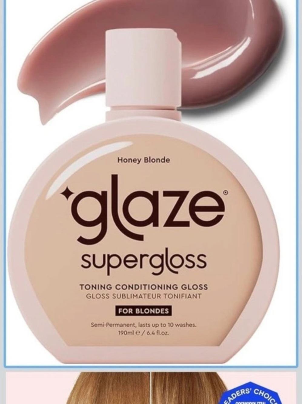 Honey Blonde Glaze Supergloss Toning Conditioning Gloss Pink Hair Gloss NWT